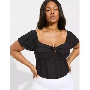 NEW Torrid Eyelet Cotton Keyhole Off Shoulder Crop Top size 3 = 3X 22/24